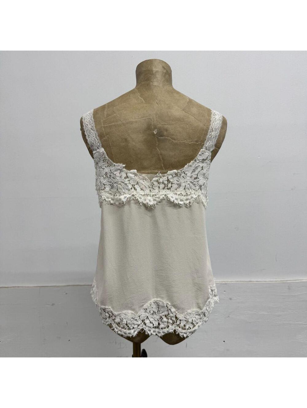 Vintage Off-White Pure Silk Lace-Trim Cami Top - Picture 5 of 8